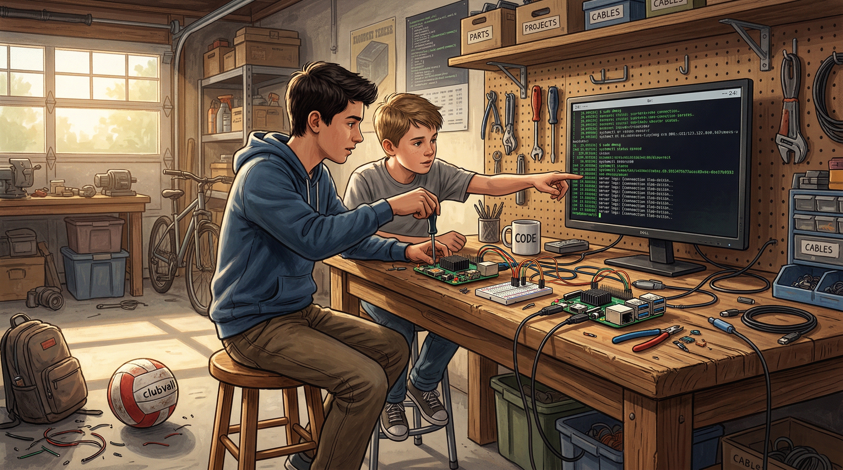 Two teenagers building with AI
